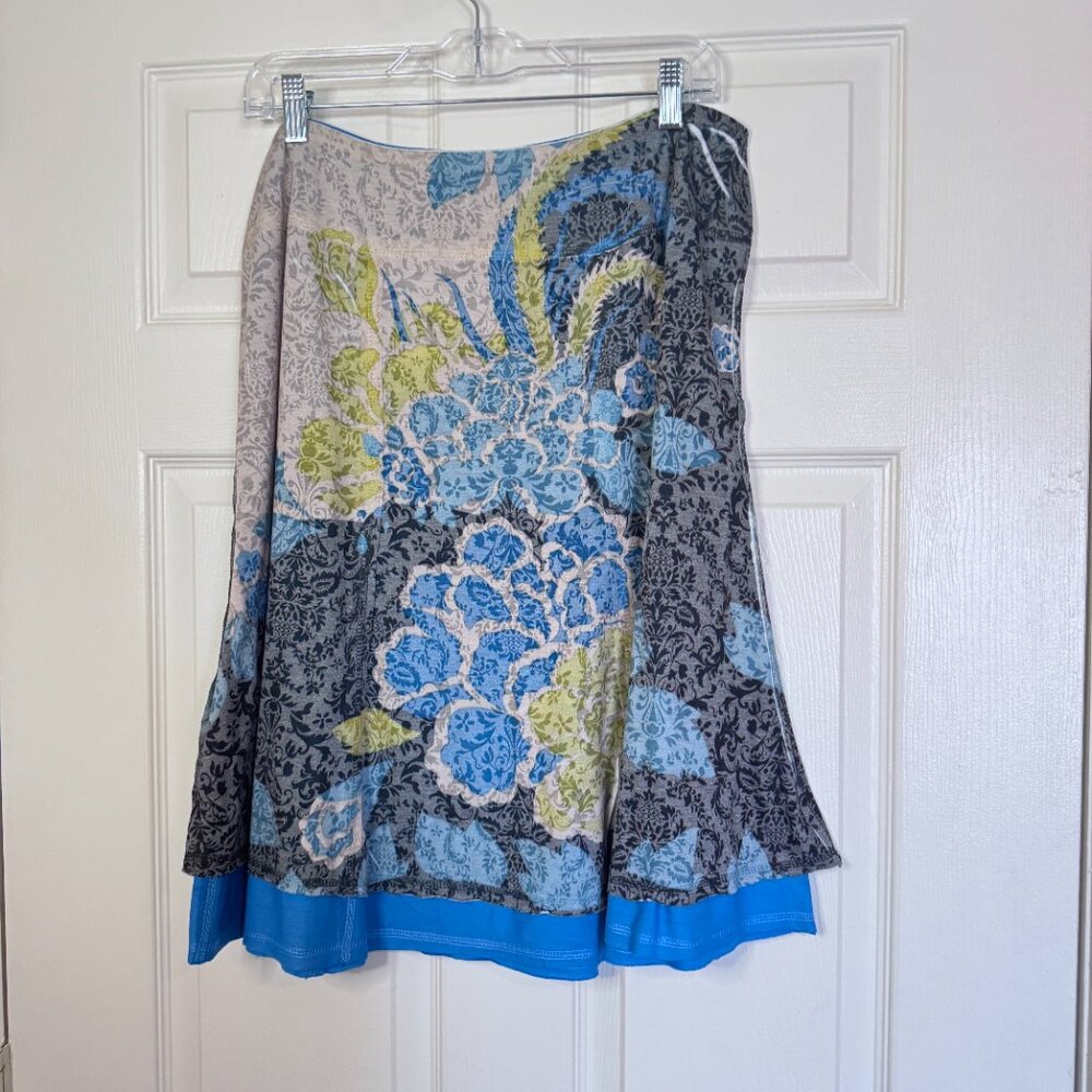 VTG Bohemian Floral Skirt Zoe D L Blue Green Paisley Free Spirit - Picture 5 of 7